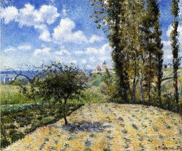  Primavera Pintura - Vista hacia la prisión de Pontoise en la primavera de 1881. Paisaje de Camille Pissarro.